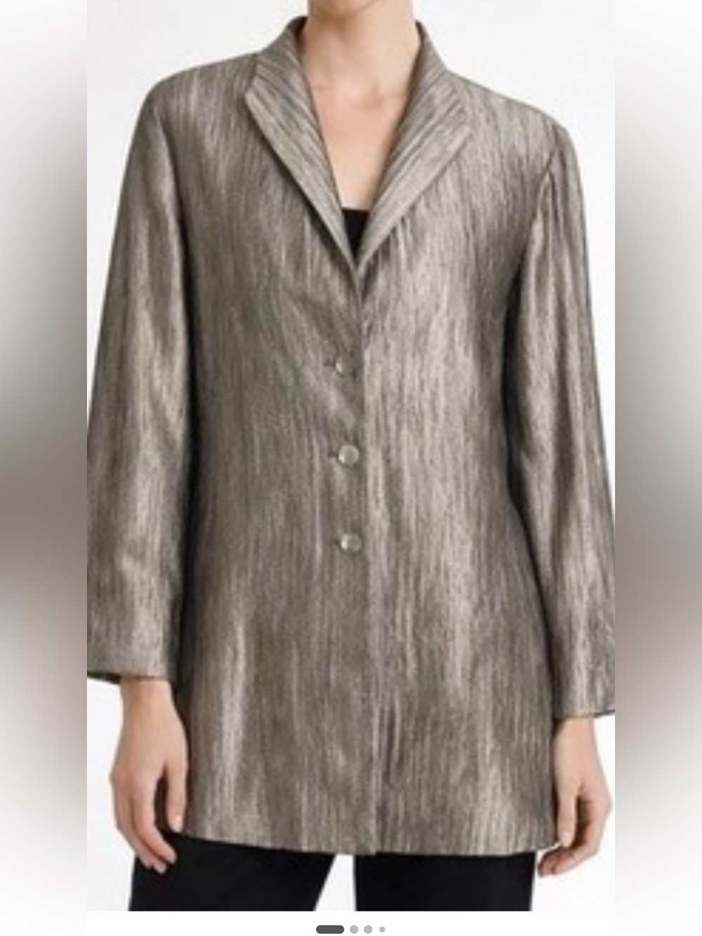 EILEEN FISHER PETITE SIZE PL Metallic Women's Long Blazer Jacket size PL